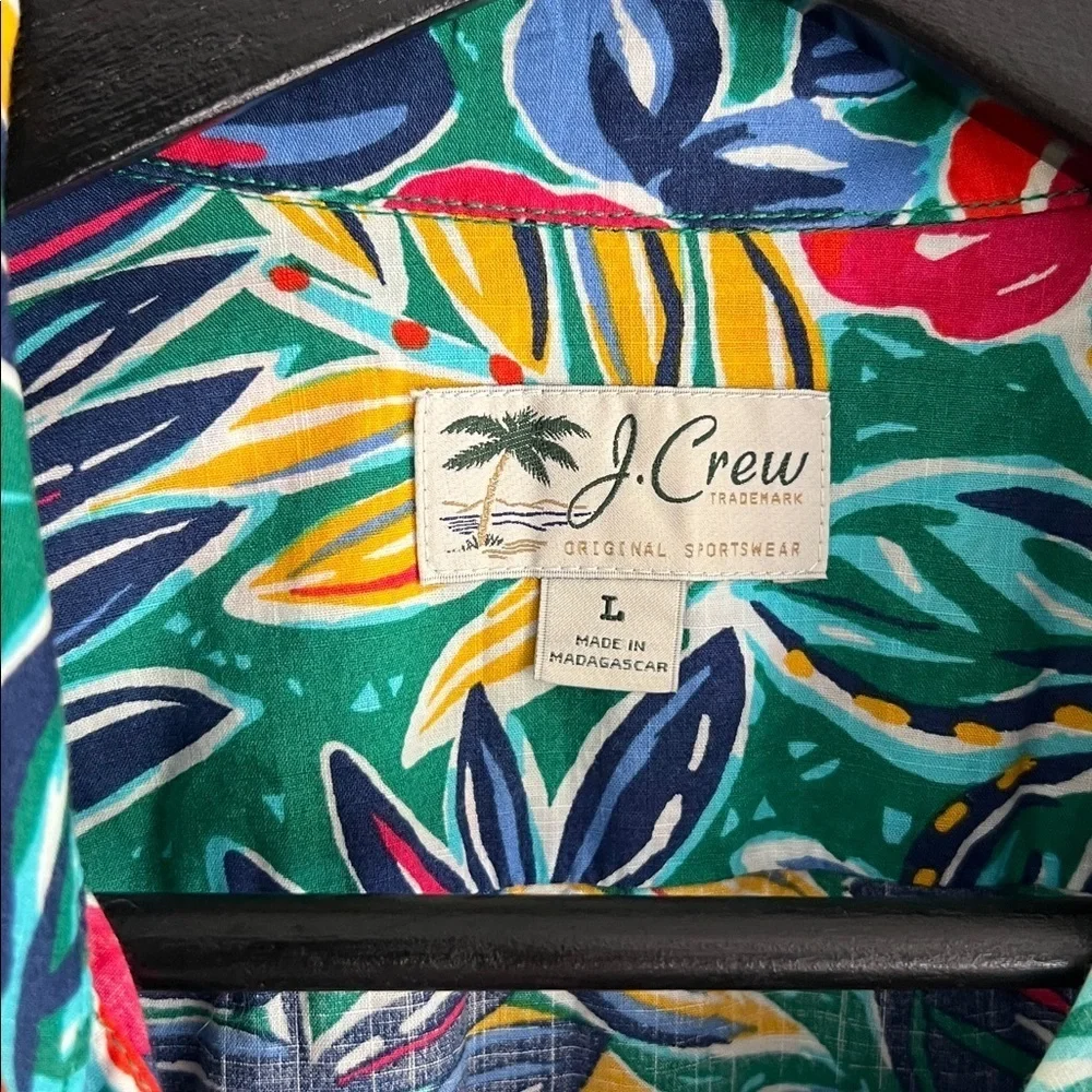 J. Crew Tropical Hawaiian Leaf Print Shirt - Large